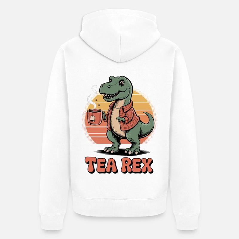 Tee-Rex-Dinosaurier - Unisex Premium Bio Zip Hoodie - Weiß