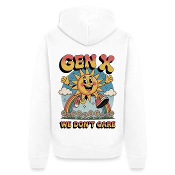 Gen X We Dont Care - Unisex Premium Organic Zip Hoodie - white - Back - Thijin (182cm)