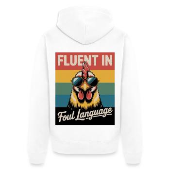 Funny Chicken Fluent In Foul Language - Unisex Premium Organic Zip Hoodie - white - Back - Thijin (182cm)