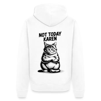 Nicht heute, Karen - Unisex Premium Bio Zip Hoodie - Weiß - Hinten - Thijin (182cm)