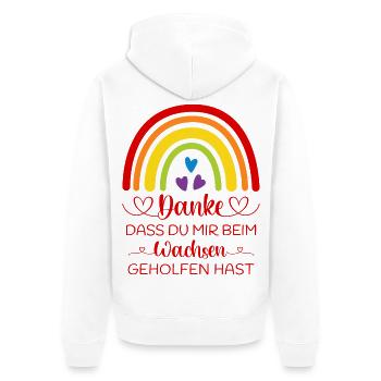 Boho Regenbogen bunt Danke sagen Kita Kindergarten - Unisex Premium Bio Zip Hoodie - Weiß - Hinten - Thijin (182cm)