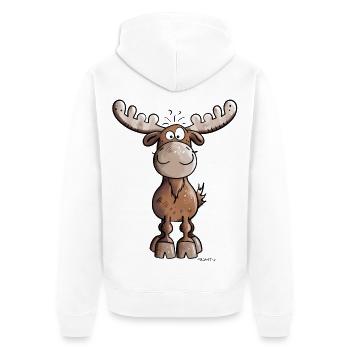 Funny Elk - Unisex Premium Organic Zip Hoodie - white - Back - Thijin (182cm)