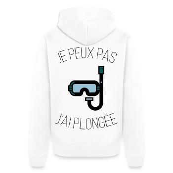 Ich kann nicht, dass ich getaucht bin - Unisex Premium Bio Zip Hoodie - Weiß - Hinten - Thijin (182cm)