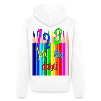 Retour à l’école123 Je fais des crayons de couleur colorés - Veste à capuche bio Premium Unisexe - blanc - Dos - Thijin (182cm)