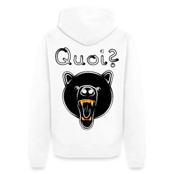 Ours Grizzli avec QUOI? - foncé - Veste à capuche bio Premium Unisexe - blanc - Dos - Thijin (182cm)