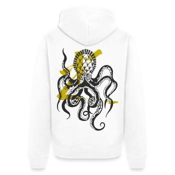 Pieuvre / Calmar / Monstre marin / Pieuvre - Veste à capuche bio Premium Unisexe - blanc - Dos - Thijin (182cm)
