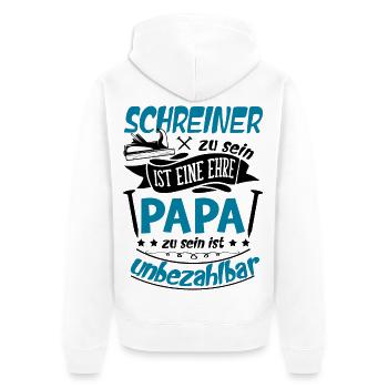 Schreiner Papa Handwerker Vatertag - Unisex Premium Bio Zip Hoodie - Weiß - Hinten - Thijin (182cm)