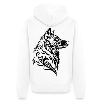 Nordic Wolf Tribal Tattoo - Unisex Premium Organic Zip Hoodie - white - Back - Thijin (182cm)
