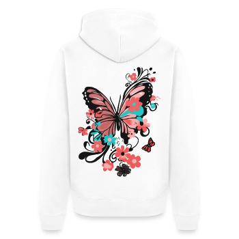 butterfly colorful colourful beautiful art nature - Unisex Premium Organic Zip Hoodie - white - Back - Thijin (182cm)