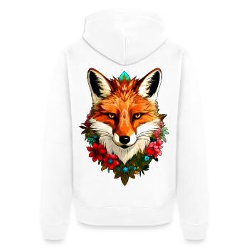 Füchse Style - Unisex Premium Bio Zip Hoodie - Weiß - Hinten - Thijin (182cm)