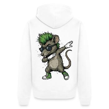 Punk Dabbing Ratte Cartoon - Unisex Premium Bio Zip Hoodie - Weiß - Hinten - Thijin (182cm)
