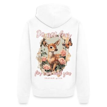 Reh Christlich Bibelvers - Unisex Premium Bio Zip Hoodie - Weiß - Hinten - Thijin (182cm)