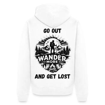 Wander More Backprint - Unisex Premium Bio Zip Hoodie - Weiß - Hinten - Thijin (182cm)