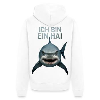 Haifisch Hai Kostüm Meerestier unter Wasser Haie - Unisex Premium Bio Zip Hoodie - Weiß - Hinten - Thijin (182cm)