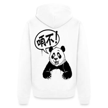 Gesprächiger Panda in Schwarzweiß-Cartoon - Unisex Premium Bio Zip Hoodie - Weiß - Hinten - Thijin (182cm)