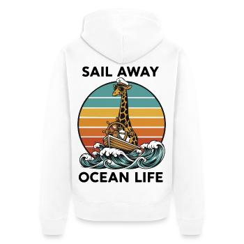 Giraffe Marine Sail Away Ocean Life - Unisex Premium Organic Zip Hoodie - white - Back - Thijin (182cm)