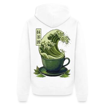 Matcha Wave Shirt Japan Style Tee Design - Unisex Premium Bio Zip Hoodie - Weiß - Hinten - Thijin (182cm)