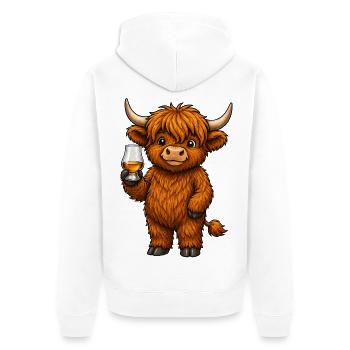 Highland Cattle mit Whiskyglas - Unisex Premium Bio Zip Hoodie - Weiß - Hinten - Thijin (182cm)