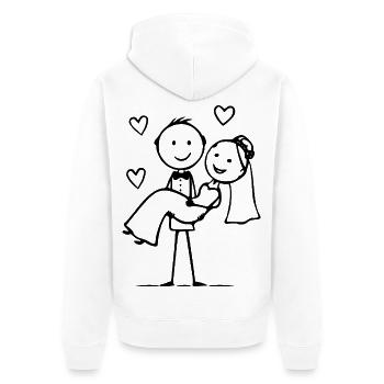 Hochzeitspaar Cartoon Herz - Unisex Premium Bio Zip Hoodie - Weiß - Hinten - Thijin (182cm)