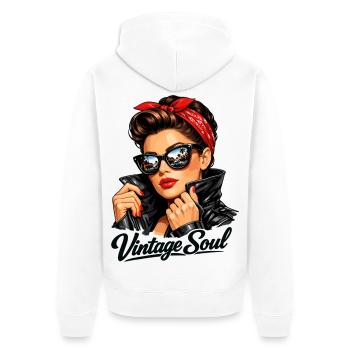 Soul Vintage – Un design stylé de pin-up rockabilly - Veste à capuche bio Premium Unisexe - blanc - Dos - Thijin (182cm)