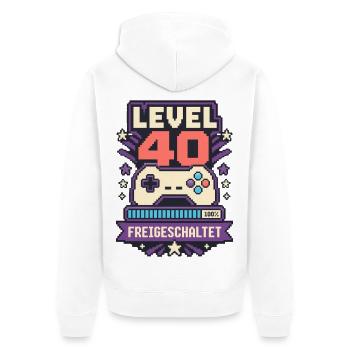 Level 40 erreicht – Gaming Geburtstag Spruch - Unisex Premium Bio Zip Hoodie - Weiß - Hinten - Thijin (182cm)