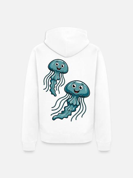 Fröhliche Quallen - Unisex Premium Bio Zip Hoodie - Weiß