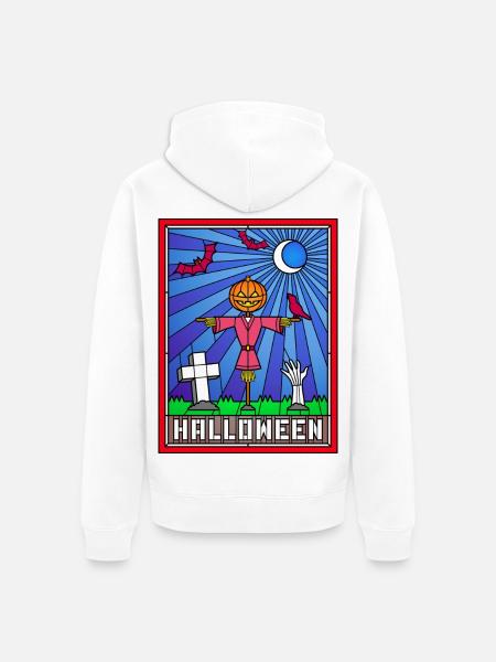Halloween-Szene Buntglaskunst - Unisex Premium Bio Zip Hoodie - Weiß