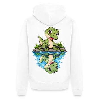 Kleiner Krokodil am Teich - Unisex Premium Bio Zip Hoodie - Weiß - Hinten - Thijin (182cm)