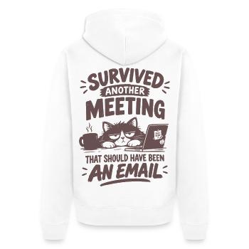 Überlebtes Meeting – hätte eine Email sein sollen - Unisex Premium Bio Zip Hoodie - Weiß - Hinten - Thijin (182cm)
