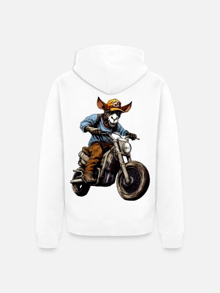 Motorrad Esel - Unisex Premium Bio Zip Hoodie - Weiß