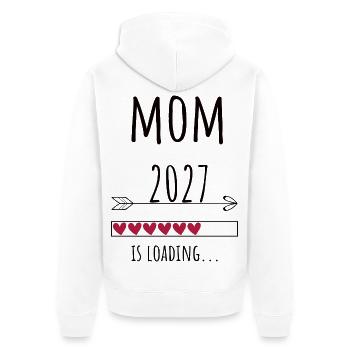 Pregnancy Announcement – Mama 2027 Geschenk - Unisex Premium Bio Zip Hoodie - Weiß - Hinten - Thijin (182cm)