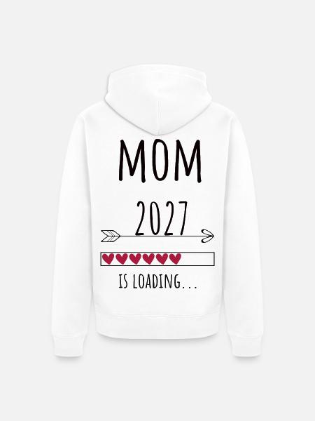 Pregnancy Announcement – Mama 2027 Geschenk - Unisex Premium Bio Zip Hoodie - Weiß