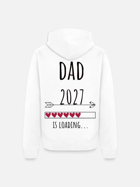 Pregnancy Announcement – Papa 2027 Geschenk - Unisex Premium Bio Zip Hoodie - Weiß
