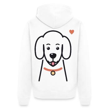 Süßer Hund mit rotem Halsband und Herz - Unisex Premium Bio Zip Hoodie - Weiß - Hinten - Thijin (182cm)
