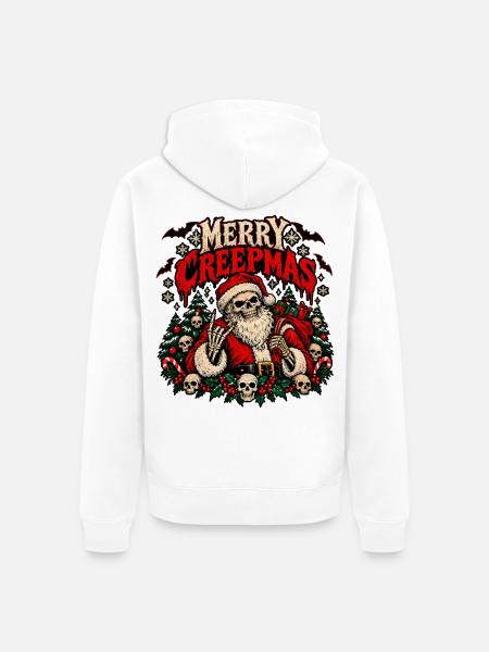 Grim Santa Skull Weihnachten - Unisex Premium Bio Zip Hoodie - Weiß