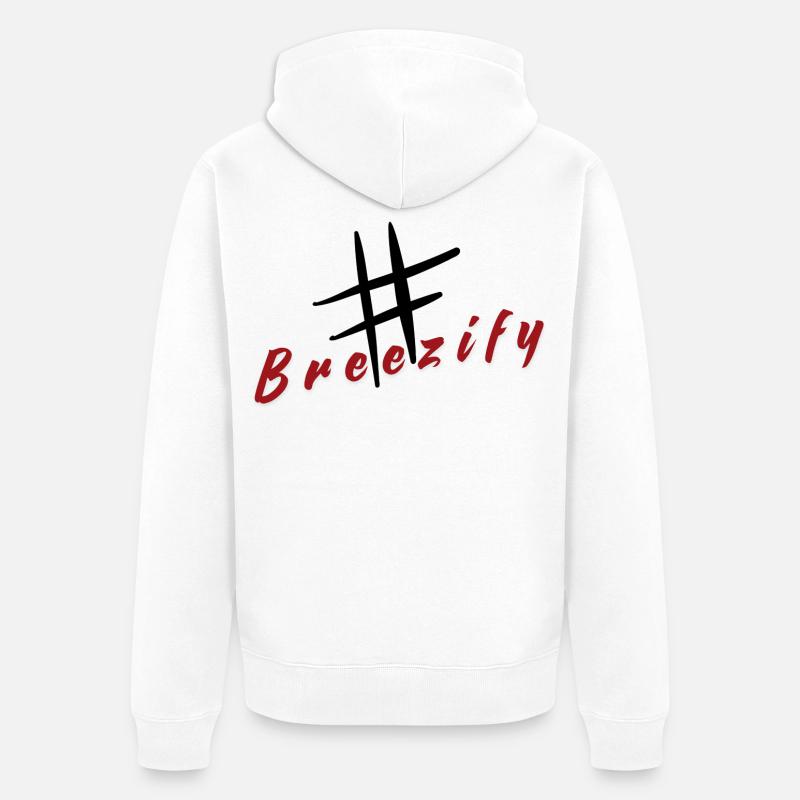 Slogan de l’étiquette de trappe Breezify - Veste à capuche bio Premium Unisexe - blanc