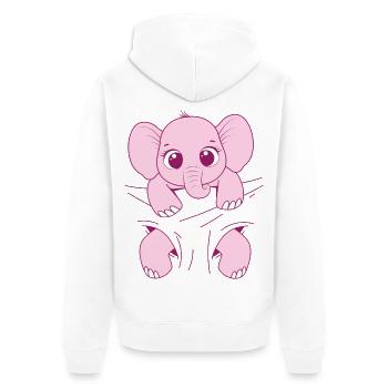 Baby Elefant tragen rosa Elefantenbaby Babyelefant - Unisex Premium Bio Zip Hoodie - Weiß - Hinten - Thijin (182cm)