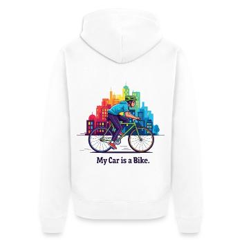 My Car is a Bike - Unisex Premium Organic Zip Hoodie - white - Back - Thijin (182cm)