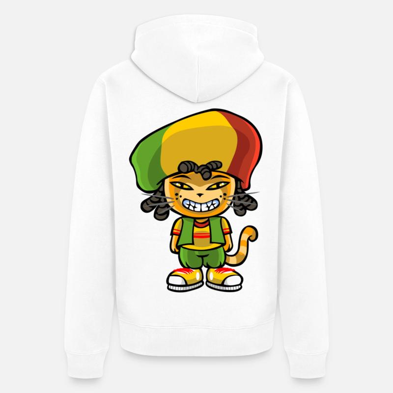 Reggae chat - Veste à capuche bio Premium Unisexe - blanc