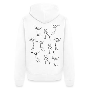 happy people - Unisex Premium Bio Zip Hoodie - Weiß - Hinten - Thijin (182cm)