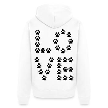 Paw Print Love – Minimal Dog & Pet Design - Unisex Premium Bio Zip Hoodie - Weiß - Hinten - Thijin (182cm)