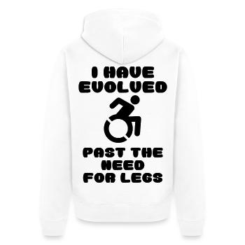 Wheelchair users know better * - Unisex Premium Organic Zip Hoodie - white - Back - Thijin (182cm)