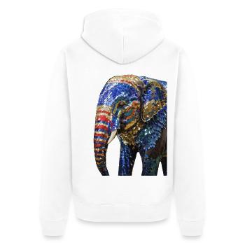 éléphant, paillettes, éléphant avec des paillettes, or, - Veste à capuche bio Premium Unisexe - blanc - Dos - Thijin (182cm)