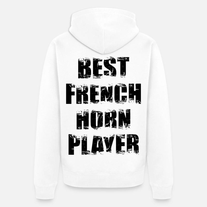 French horn player - Unisex Premium Organic Zip Hoodie - white