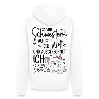 So viele Schwestern Katze Katzen Beste Schwester - Unisex Premium Bio Zip Hoodie - Weiß - Hinten - Thijin (182cm)