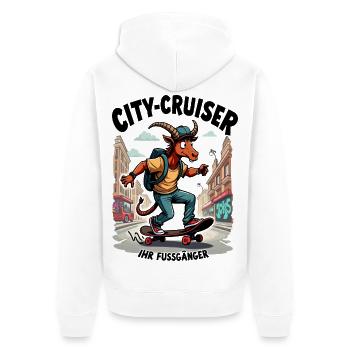 Skater Goat - Unisex Premium Organic Zip Hoodie - white - Back - Thijin (182cm)