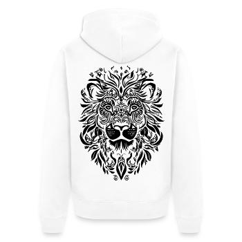 Lion Mandala Face - Unisex Premium Organic Zip Hoodie - white - Back - Thijin (182cm)