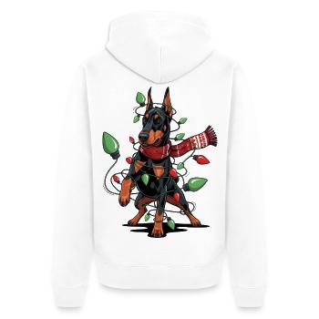 Dobermann Weihnachten Pyjama-Kostüm Geschenk Lusti - Unisex Premium Bio Zip Hoodie - Weiß - Hinten - Thijin (182cm)