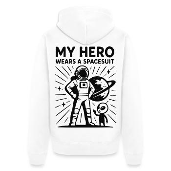 Weltraumheld im Raumanzug - Unisex Premium Bio Zip Hoodie - Weiß - Hinten - Thijin (182cm)