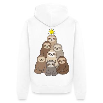 Süßer Faultier-Christbaum Weihnachten cutest - Unisex Premium Bio Zip Hoodie - Weiß - Hinten - Thijin (182cm)